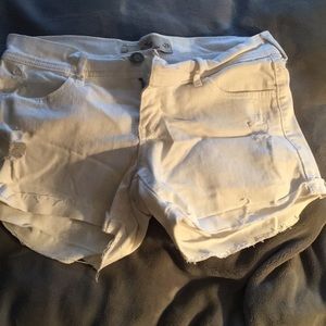Hollister distressed white jean shorts